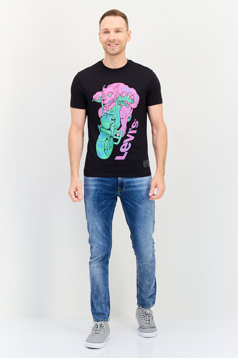 Levi's تي شيرت رجالي بأكمام قصيرة وطباعة جرافيك على شكل طاقم، أسود - Image 4