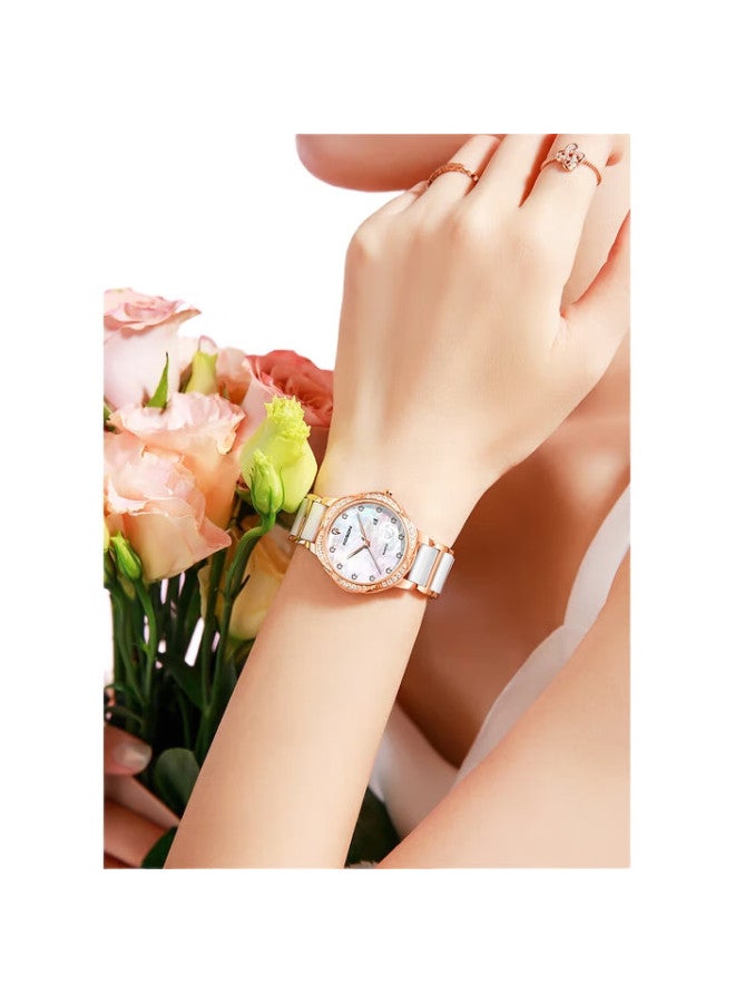 ROSDN Floral Series Women'S Watch With Calendar, Water-Resistant Ceramic Strap Ladies Watch, Top Ten Brands, 38Mm Gift For Girlfriend - Image 2