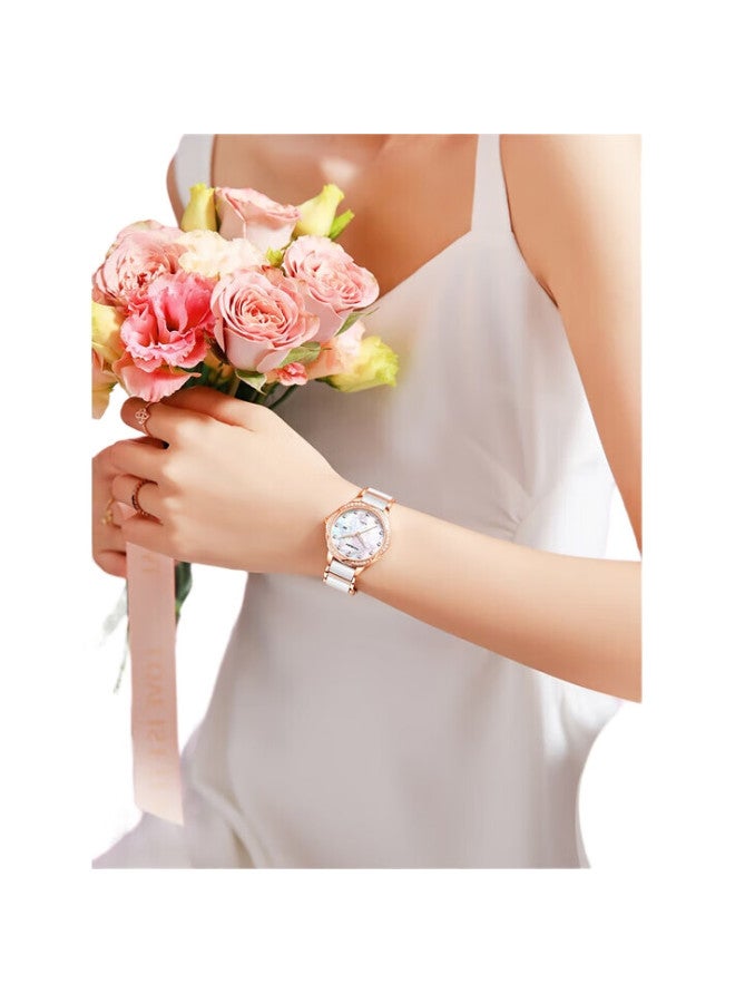 ROSDN Floral Series Women'S Watch With Calendar, Water-Resistant Ceramic Strap Ladies Watch, Top Ten Brands, 38Mm Gift For Girlfriend - Image 3
