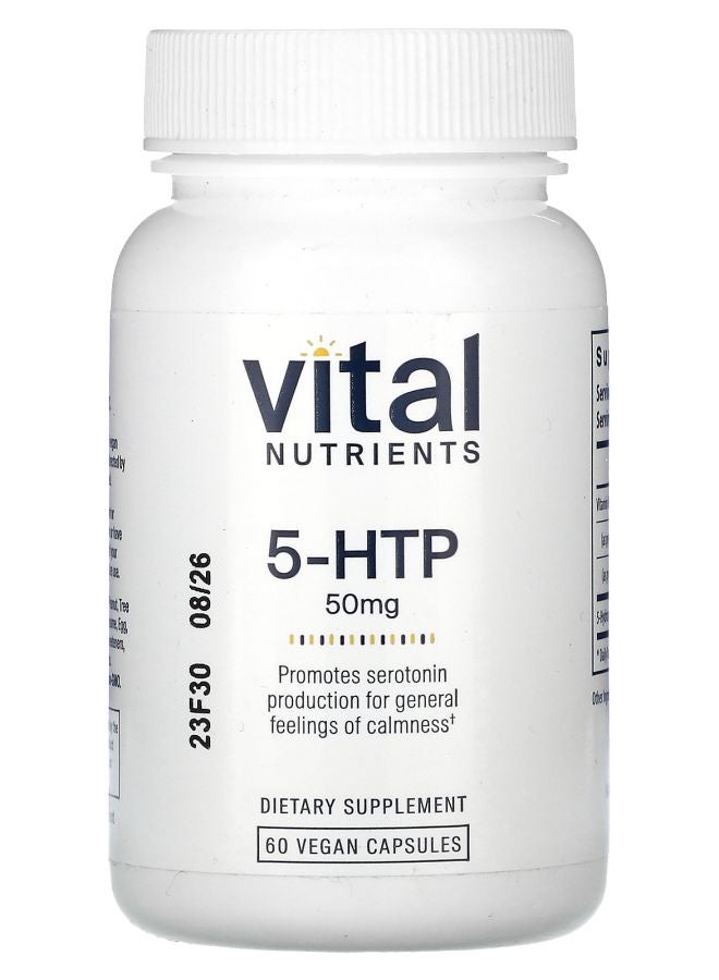 Vital Nutrients 5-HTP 50 mg 60 Vegan Capsules - Image 1