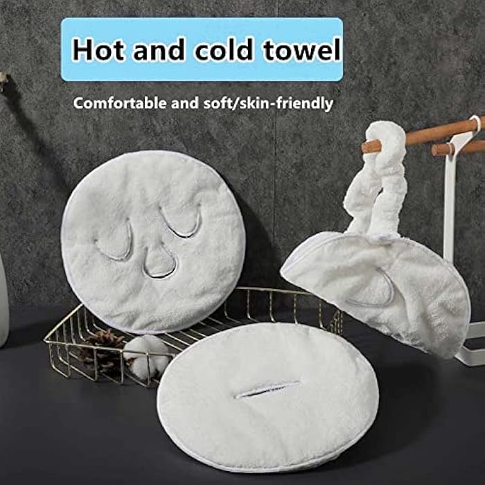 HANSAMU 2 Pack Reusable Hot Cold Face Towel Mask for Skincare, Facial Masks Steamer Facial Kits for Women Girls Estheticians Skin Care, 100 PCS Disposable Preserving, 1 Spa Headband - Image 2
