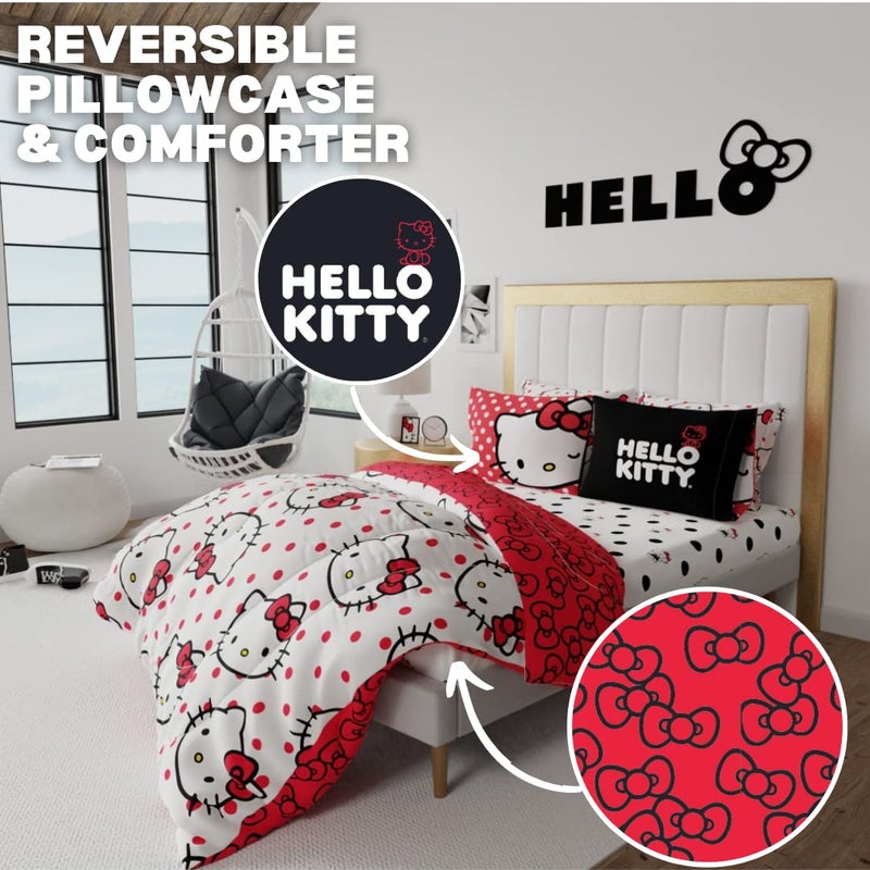 Franco Hello Kitty Polka Dot Bedding 7 Piece Super Soft Comforter and Sheet Set with Sham, Full, (Official Licensed Product) by Franco Collectibles - Image 3
