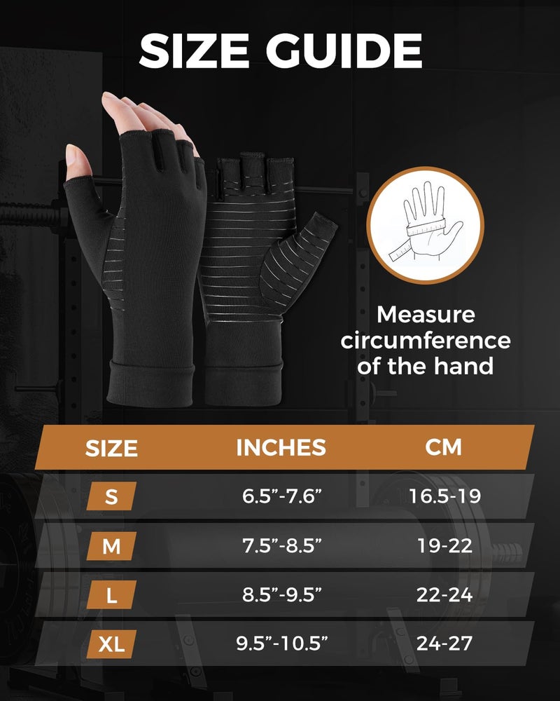Gripnerie Copper Compression Gloves for Arthritis - Open Finger, Set of 2 Pairs (4 Gloves) - For Men & Women, Hand Support for Typing & Daily Wear, Helps Ease Stiffness & Swelling - Image 5