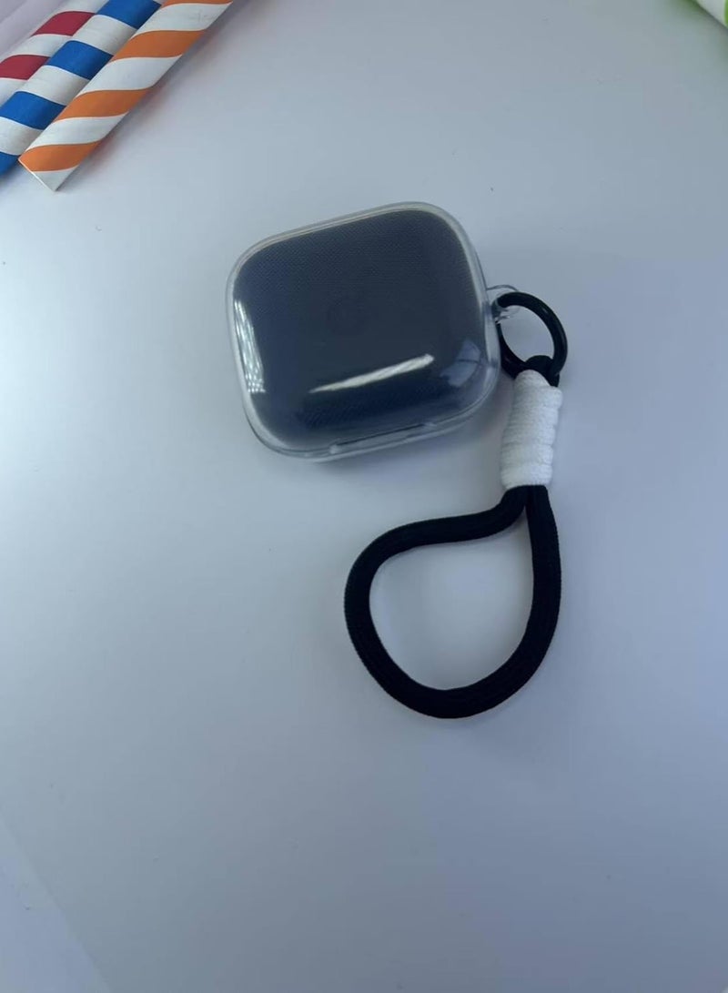 Silicone Protective Case for Anker Soundcore R50i NC Clear with Stand and Carabiner, LED Visible (Black White) - Image 1