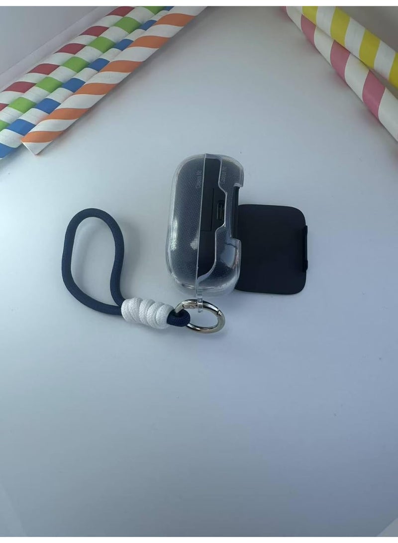 Silicone Protective Case for Anker Soundcore R50i NC Clear with Stand and Carabiner, LED Visible (Black White) - Image 3