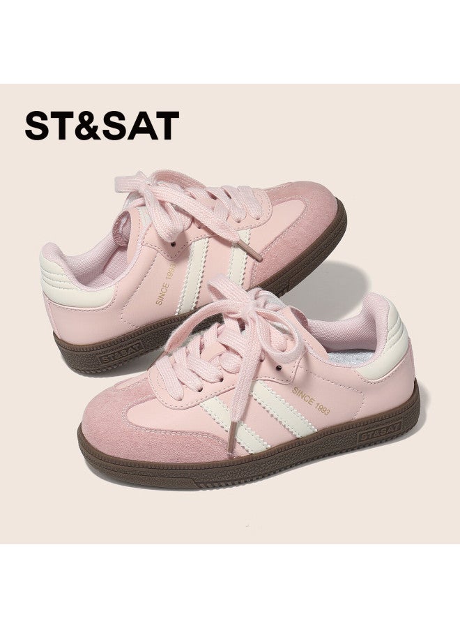 St&sat Kids Training Shoes Spring New Girls Sports Shoes Soft Sole Boys Sneakers Misty Pink Size 30 - Image 1