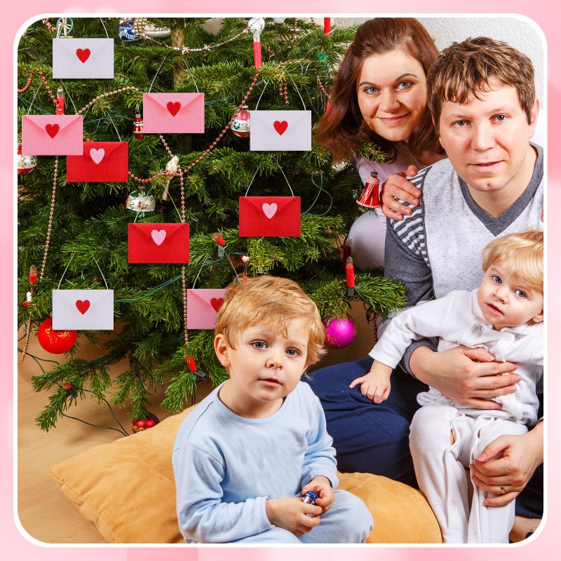 Tingjoo 30 Pcs Valentine's Day Envelope Ornaments Bulk Colorful Felt Heart Love Envelopes Ornaments Valentines Stitching Note Table Scatter for Valentine's Day Wedding Shower Party Decor - Image 5