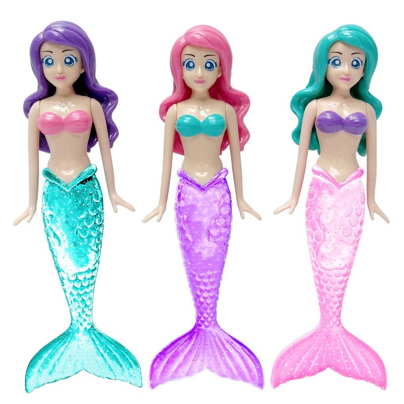 BANZAI 3 Piece Sparkle Mermaid Dive Toys - Glittery Sparkle Tails - Image 2