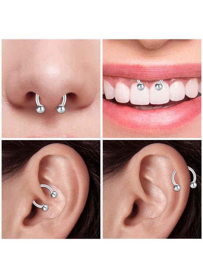 Mayhoop 16G 20Pcs Surgical Steel Nose Rings Septum Rings Captive Bead Rings Horseshoe Piercing Jewelry Cartilage Helix Daith Tragus Earring Hoop Lip Hinged Seamless Nose Hoop Ring for Women Men, Metal - Image 4