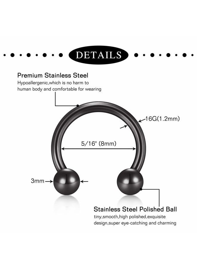 Mayhoop 16G 20Pcs Surgical Steel Nose Rings Septum Rings Captive Bead Rings Horseshoe Piercing Jewelry Cartilage Helix Daith Tragus Earring Hoop Lip Hinged Seamless Nose Hoop Ring for Women Men, Metal - Image 2