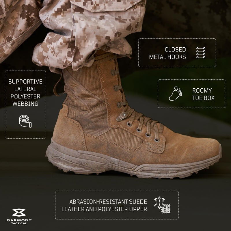 GARMONT أحذية القتال العسكرية GARMONT T8 NFS 670 للرجال والنساء، الجيش، سلاح الجو، أحذية متوافقة مع AR670-1، خفيفة الوزن، جلد سويدي، كايوتي، مقاس 10 - Image 4