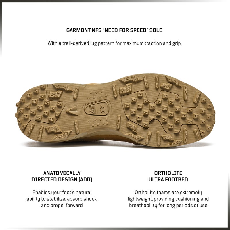 GARMONT أحذية القتال العسكرية GARMONT T8 NFS 670 للرجال والنساء، الجيش، سلاح الجو، أحذية متوافقة مع AR670-1، خفيفة الوزن، جلد سويدي، كايوتي، مقاس 10 - Image 3