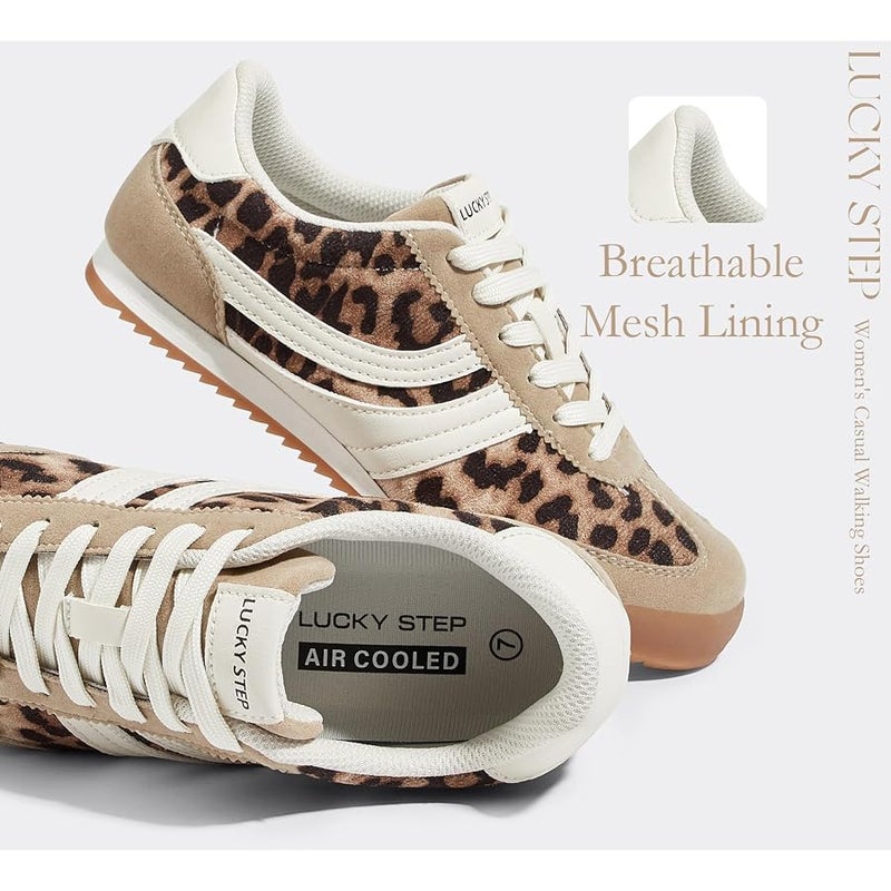 LUCKY STEP Women's Fashion Sneakers Thin Sole Lace up Tennis Shoes Lightweight Walking Running Gym Workout Classic Retro Footwear Anti Slip Trainers - Image 3