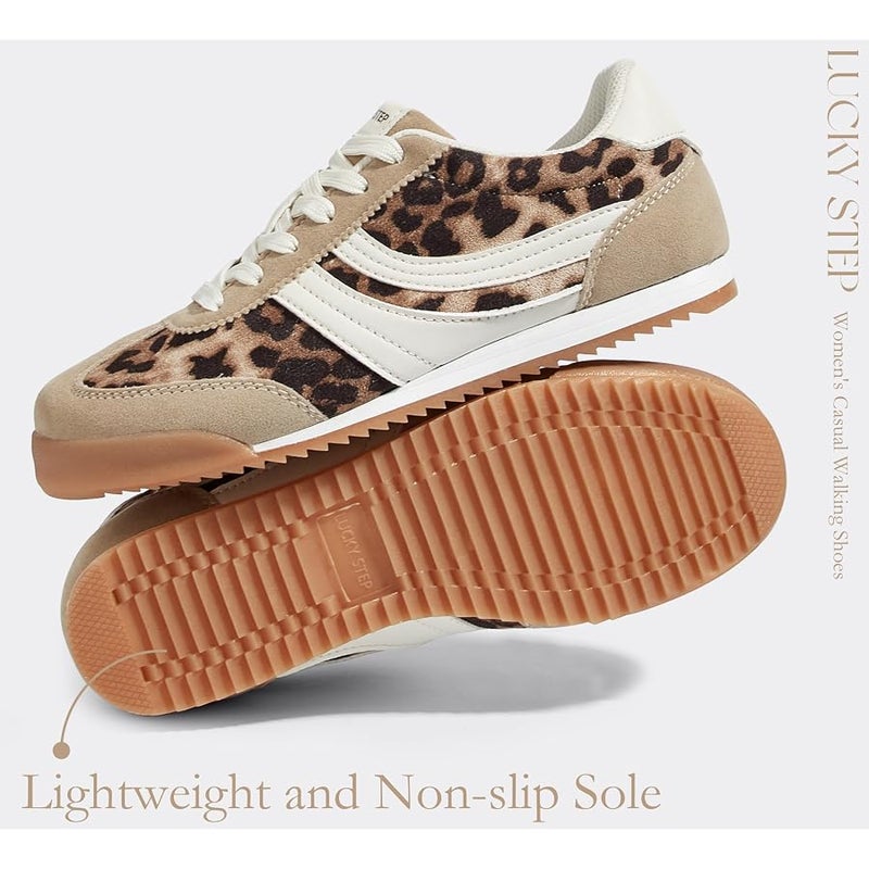 LUCKY STEP Women's Fashion Sneakers Thin Sole Lace up Tennis Shoes Lightweight Walking Running Gym Workout Classic Retro Footwear Anti Slip Trainers - Image 5