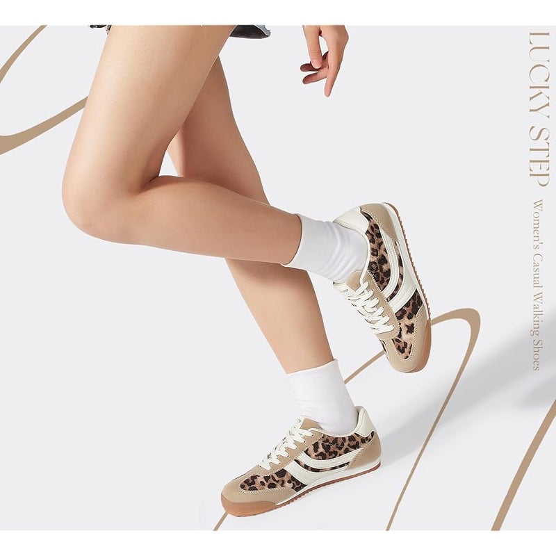LUCKY STEP Women's Fashion Sneakers Thin Sole Lace up Tennis Shoes Lightweight Walking Running Gym Workout Classic Retro Footwear Anti Slip Trainers - Image 2