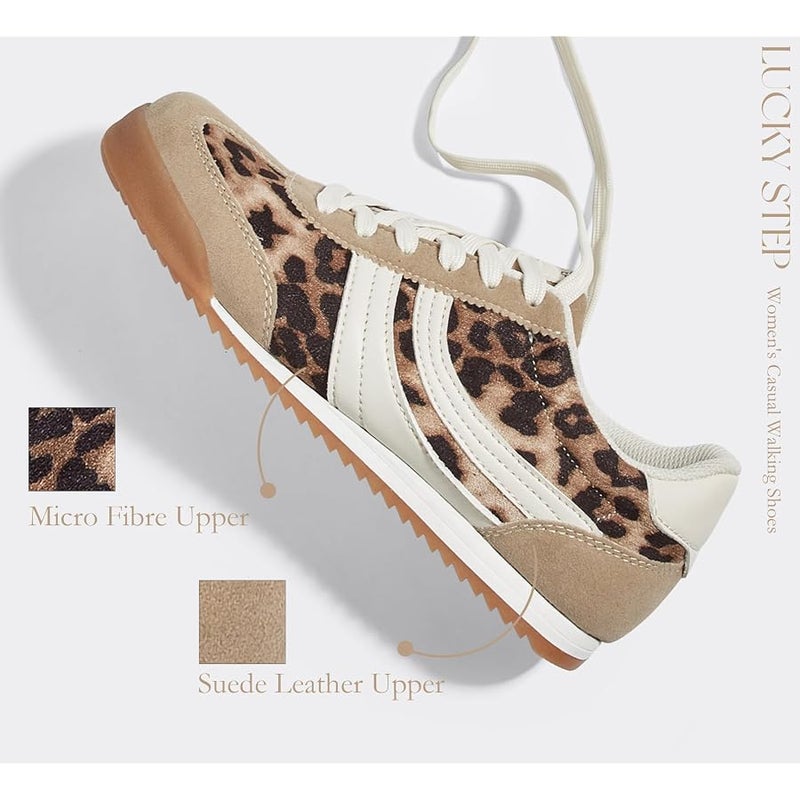 LUCKY STEP Women's Fashion Sneakers Thin Sole Lace up Tennis Shoes Lightweight Walking Running Gym Workout Classic Retro Footwear Anti Slip Trainers - Image 4