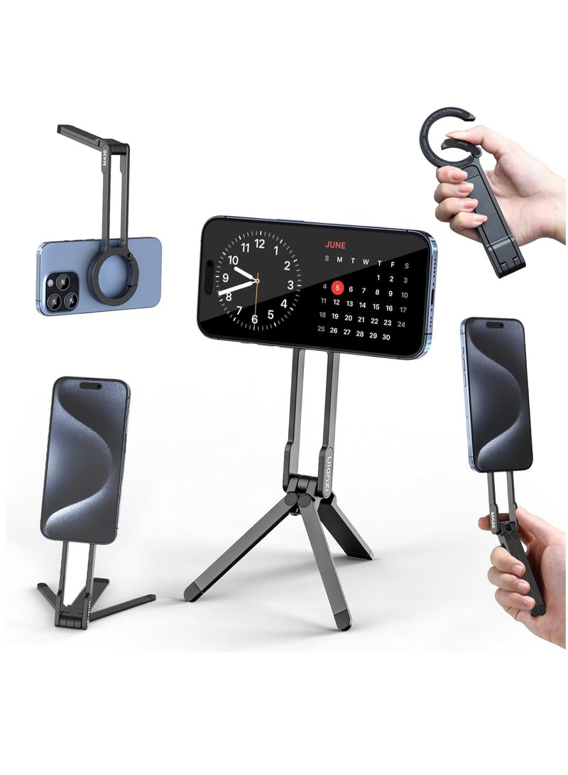 Ulanzi ULANZI MA30 Magnetic Phone Tripod Stand for iPhone Aluminium Maglock Smartphone Mini Tripod Pocket Cell Phone Stand Dual Sided Magnet Quick Mount Compatible with iPhone 16 15 14 13 12 Magsafe  - Image 1