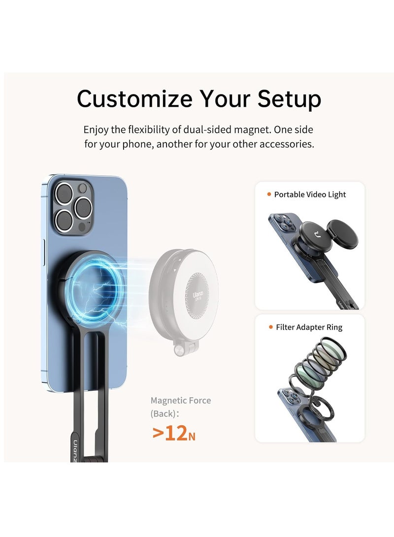Ulanzi ULANZI MA30 Magnetic Phone Tripod Stand for iPhone Aluminium Maglock Smartphone Mini Tripod Pocket Cell Phone Stand Dual Sided Magnet Quick Mount Compatible with iPhone 16 15 14 13 12 Magsafe  - Image 3