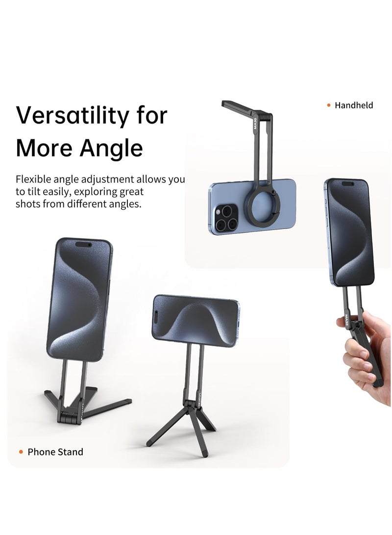 Ulanzi ULANZI MA30 Magnetic Phone Tripod Stand for iPhone Aluminium Maglock Smartphone Mini Tripod Pocket Cell Phone Stand Dual Sided Magnet Quick Mount Compatible with iPhone 16 15 14 13 12 Magsafe  - Image 5