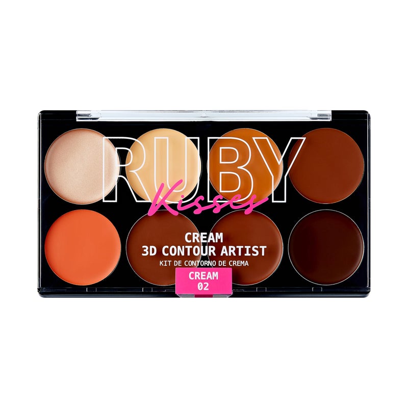Ruby Kisses Flawless Finish with 3D Contour Cream Makeup Palette  Lightweight MultiPalette Contouring Foundation Creamy Sculpt Highlighting Define Cheekbones Dark Medium