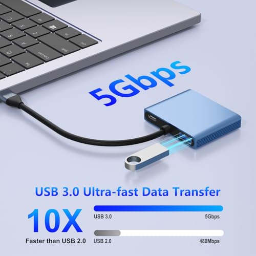 AUKOKIOULA DisplayPort Splitter for Dual Monitors, 4K@60Hz USB C to Dual DisplayPort Splitter Adapter for Extended Display with 2 Displayports/USB3.0/100W PD Fast Charging, Compatible with MacBook/HP/Dell/Lenovo - Image 2