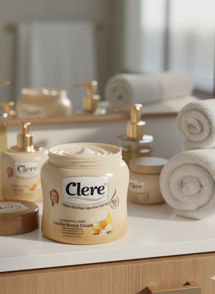 Clere Vanilla & Honey Crème 500ml – Nourishing Body Cream for Dry to Very Dry Skin - Image 3