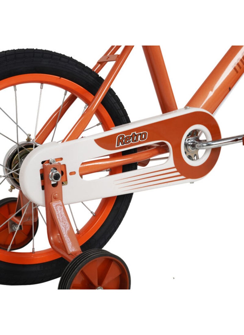 MOGOO Kids Retro Classic Style Vintage Basket Road Bike With Training Wheels For 5-8 Years 16 Inch Orange - Image 3