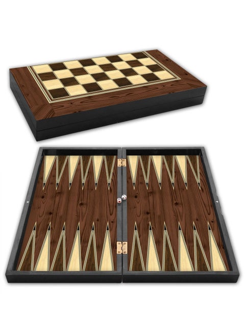 Platinum Backgammon Large Size 25.5x48.5cm Set, Durable 12mm Magnetic Case with Scratch-Resistant Glossy Finish, Stylish Cream & Black Checkers, Dice, Elegant Travel Friendly Packaging, Made in Turkey