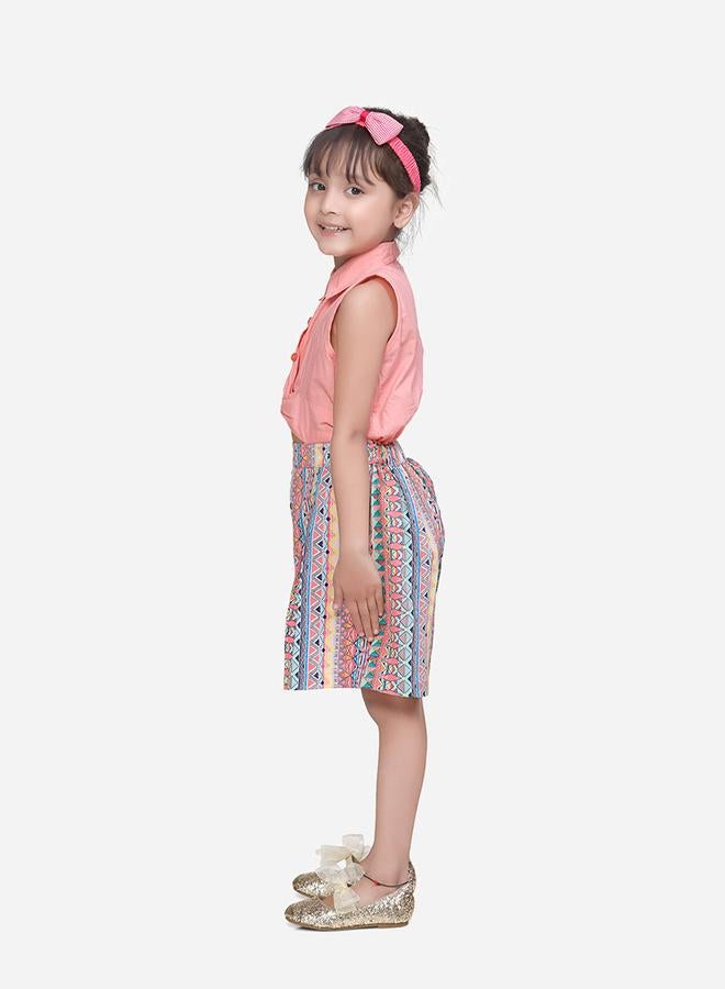 LILPICKS Geometric Print Collar Neck Romper by Styli  - Image 1