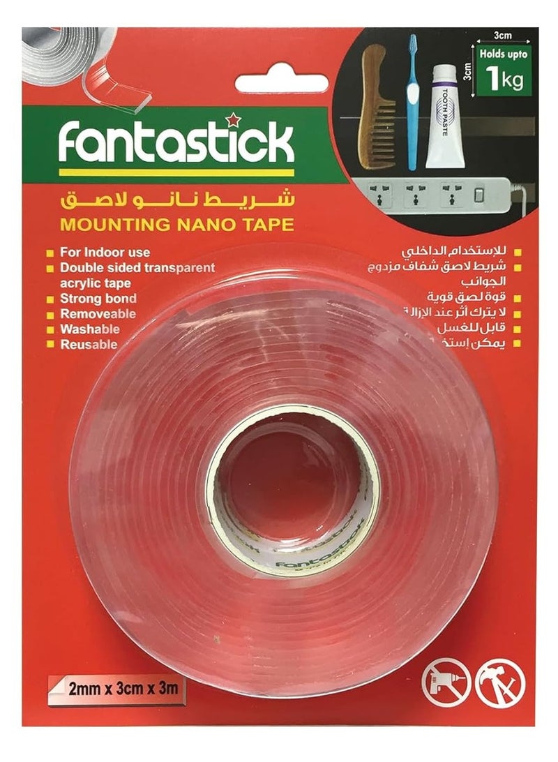 Fantastick FANTASTICK DOUBLE SIDE TAPE TRANSPARENT 2mmX3cmX3m 