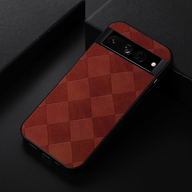HuHa Case Cover For Google Pixel 7 Pro 5G Weave Plaid PU Phone Case(Brown) - Image 2