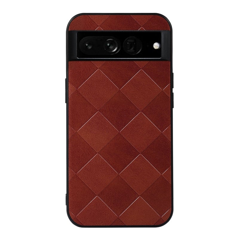 HuHa Case Cover For Google Pixel 7 Pro 5G Weave Plaid PU Phone Case(Brown) - Image 1