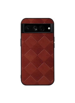 HuHa Case Cover For For Google Pixel 7 Pro 5G Weave Plaid PU Phone Case(Brown) 