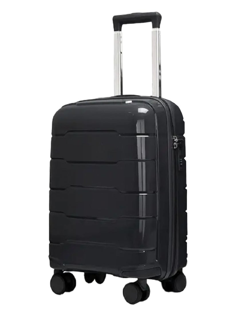 Reflection PP Carry On Suitcase Airline Approved, Scratchproof Lightweight 28 Inch  Luggage- 360° Silent Wheels, PP Hard Luggage Trolley, Spinner Wheels, Travel Luggage  (28-Inch , Black) - Image 1