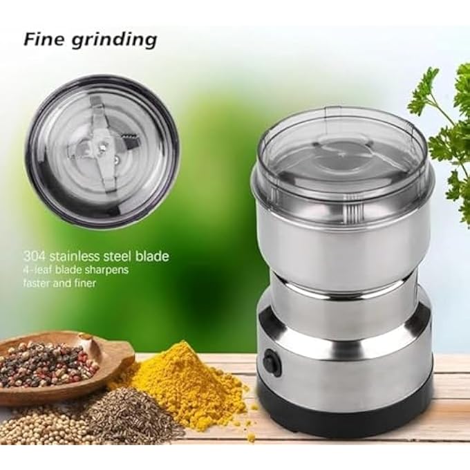 rayihni Electric Kitchen Mini Grinder Mixer  Electric Chopper Small Grinders For Spices Seeds Herbs And Coffee Beans Spice Blender And Espresso Grinders Dry Grinder Stainless Steel - Image 2