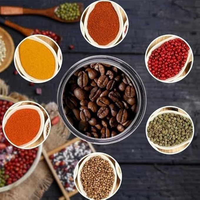 rayihni Electric Kitchen Mini Grinder Mixer  Electric Chopper Small Grinders For Spices Seeds Herbs And Coffee Beans Spice Blender And Espresso Grinders Dry Grinder Stainless Steel - Image 5
