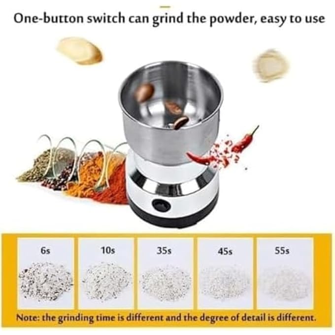 rayihni Electric Kitchen Mini Grinder Mixer  Electric Chopper Small Grinders For Spices Seeds Herbs And Coffee Beans Spice Blender And Espresso Grinders Dry Grinder Stainless Steel - Image 4