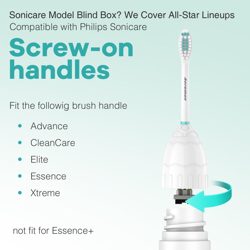 Aoremon Toothbrush Replacement Heads Compatible with Philips Sonicare E-Series Essence Xtreme Elite Advance CleanCare Screw-on Electric Toothbrush Handle Head Come with Hygienic Caps, 3 Count, White - Image 2