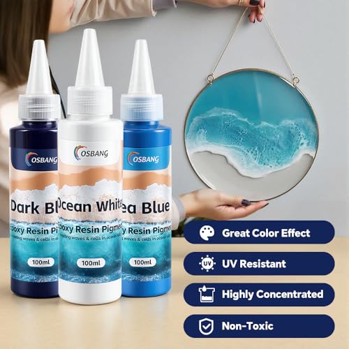 OSBANG Sea Blue Epoxy Resin Pigment 100ml/3.4 fl.oz, High Concentration Liquid Colorant for Resin Art, Ideal for Creating Waves, Cells, and Unique Ocean DIY Crafts - Image 4