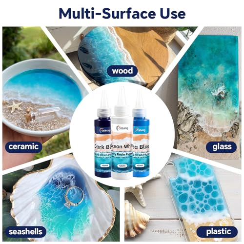 OSBANG Sea Blue Epoxy Resin Pigment 100ml/3.4 fl.oz, High Concentration Liquid Colorant for Resin Art, Ideal for Creating Waves, Cells, and Unique Ocean DIY Crafts - Image 5