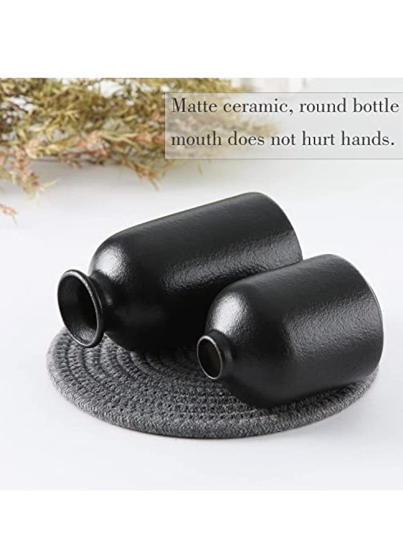 YelaJoy Black Ceramic Vase Set - 3 Small Flower Vases for Decor, Modern Home Decor, Living Room, Table Shelf, Centerpieces Decoration - Image 3