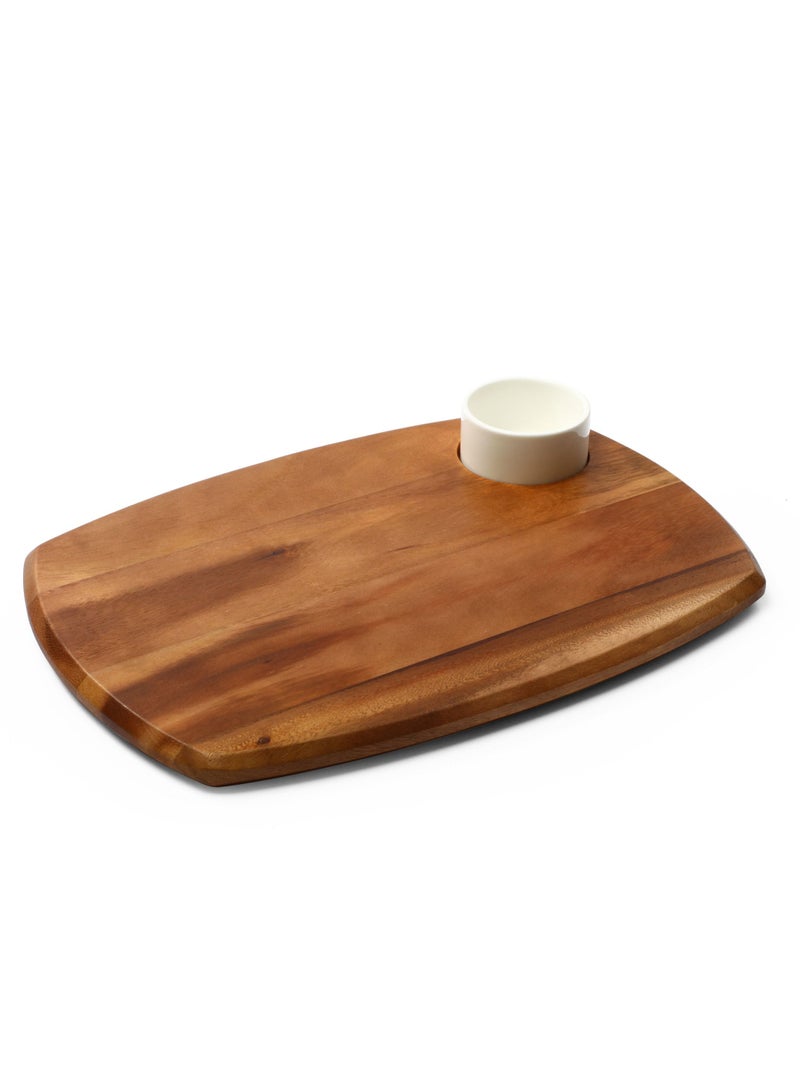 BILLI Wooden Serving Board With Dip Bowl, Brown, ACA-43.2 - Image 1