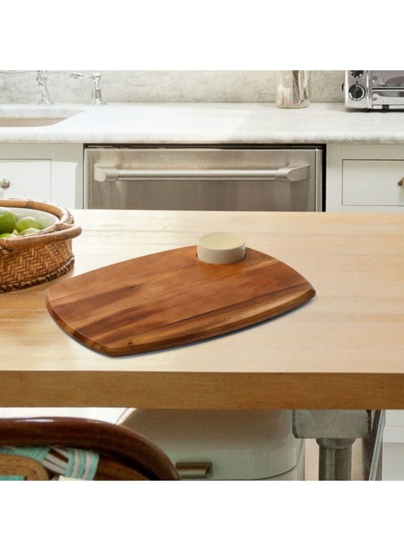 BILLI Wooden Serving Board With Dip Bowl, Brown, ACA-43.2 - Image 2