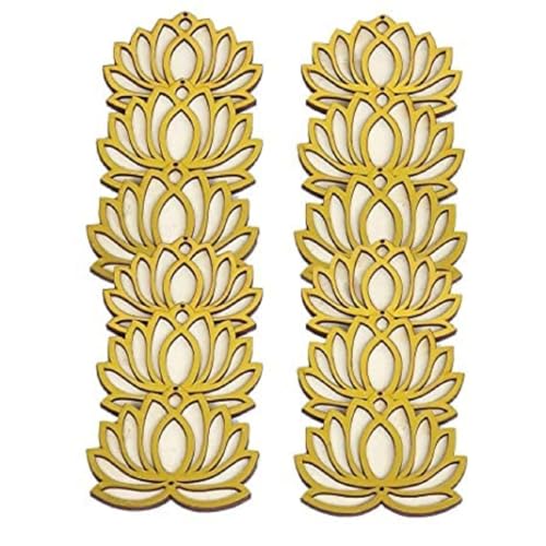 Sanvatsar Home White Golden Lotus 4 Inch Set of 12 Wooden Cutout DIY Rangoli Kit | Decorations for Diwali, Dusshera Wedding Rangoli, Pooja, Decorations, Festival Gift (Cream) - Image 4