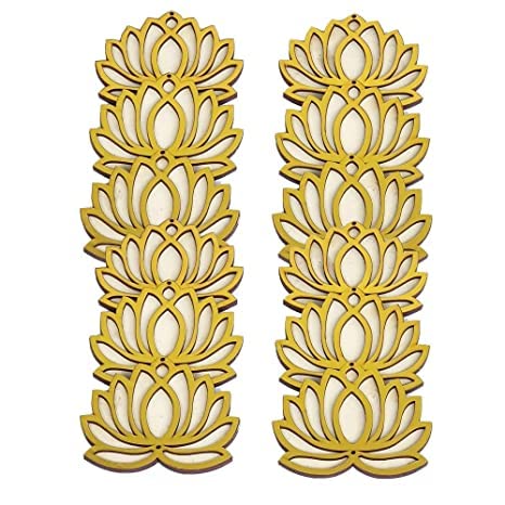 Sanvatsar Home White Golden Lotus 4 Inch Set of 12 Wooden Cutout DIY Rangoli Kit | Decorations for Diwali, Dusshera Wedding Rangoli, Pooja, Decorations, Festival Gift (Cream) - Image 3