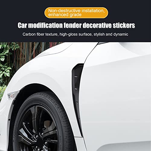 Miytsya 2 PCS Car Fender Side Vents, ABS Carbon Fiber Spoiler, Fender Decorative Stickers, Air Flow Intake Hole Grille Auto Exterior Accessories Universal (Black) - Image 3