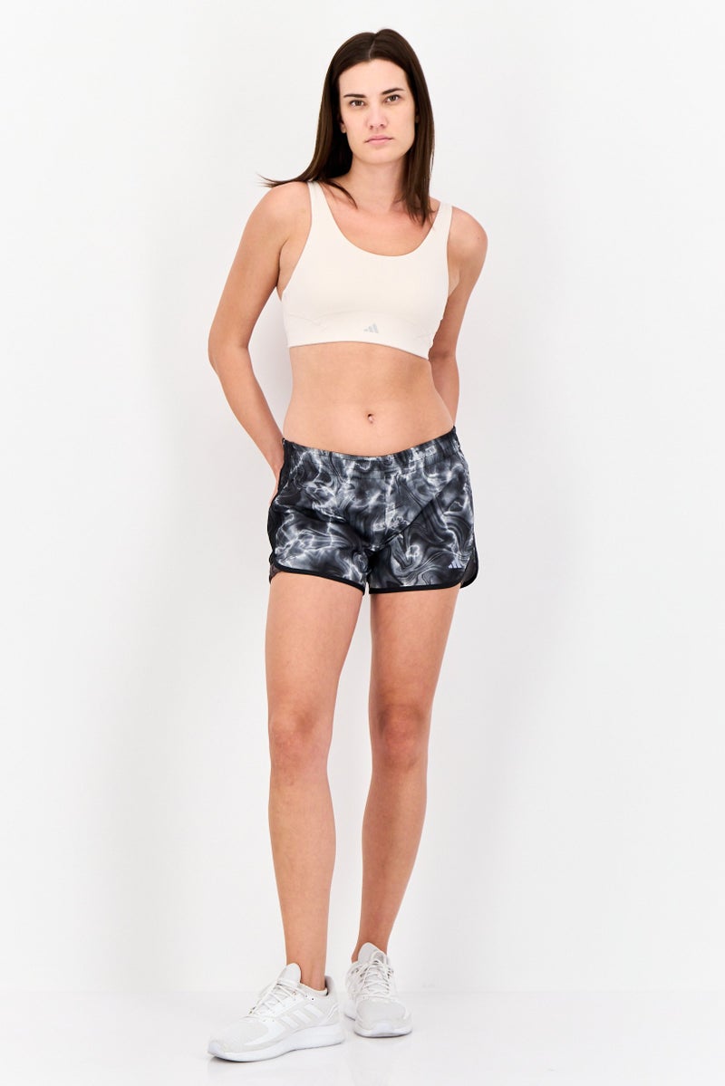 Adidas شورتات جري رياضية للنساء بفتحة 4 إنش، رمادي - Image 4