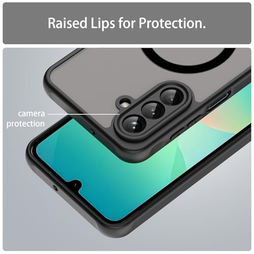 USTIYA Magnetic Case for Samsung Galaxy A26 5G Matte Acrylic Heavy-Duty Case with Camera Protection, Cover, and Strap Loop, Black FGCX - Image 3