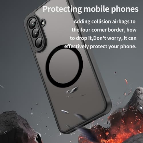 USTIYA Magnetic Case for Samsung Galaxy A26 5G Matte Acrylic Heavy-Duty Case with Camera Protection, Cover, and Strap Loop, Black FGCX - Image 2