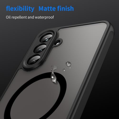 USTIYA Magnetic Case for Samsung Galaxy A26 5G Matte Acrylic Heavy-Duty Case with Camera Protection, Cover, and Strap Loop, Black FGCX - Image 5